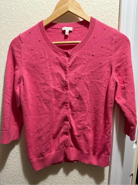 Talbots Sweaters - Talbots Pink Preppy Dot Knit Button-Front Sweater Cardigan